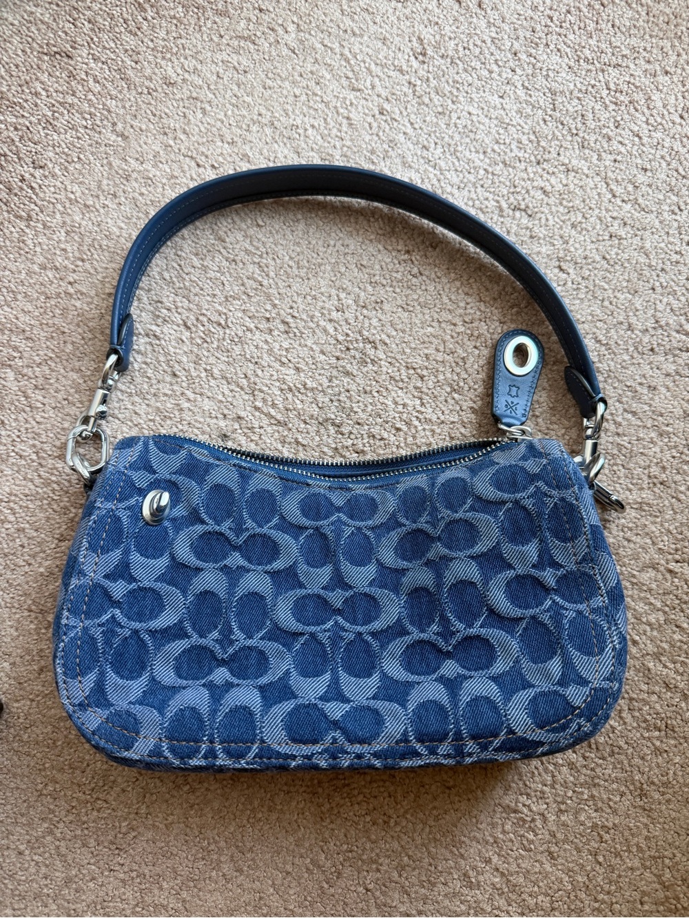 Coach Denim Swinger 20 Mini Shoulder Bag in Navy Blue - Picture 2 of 5